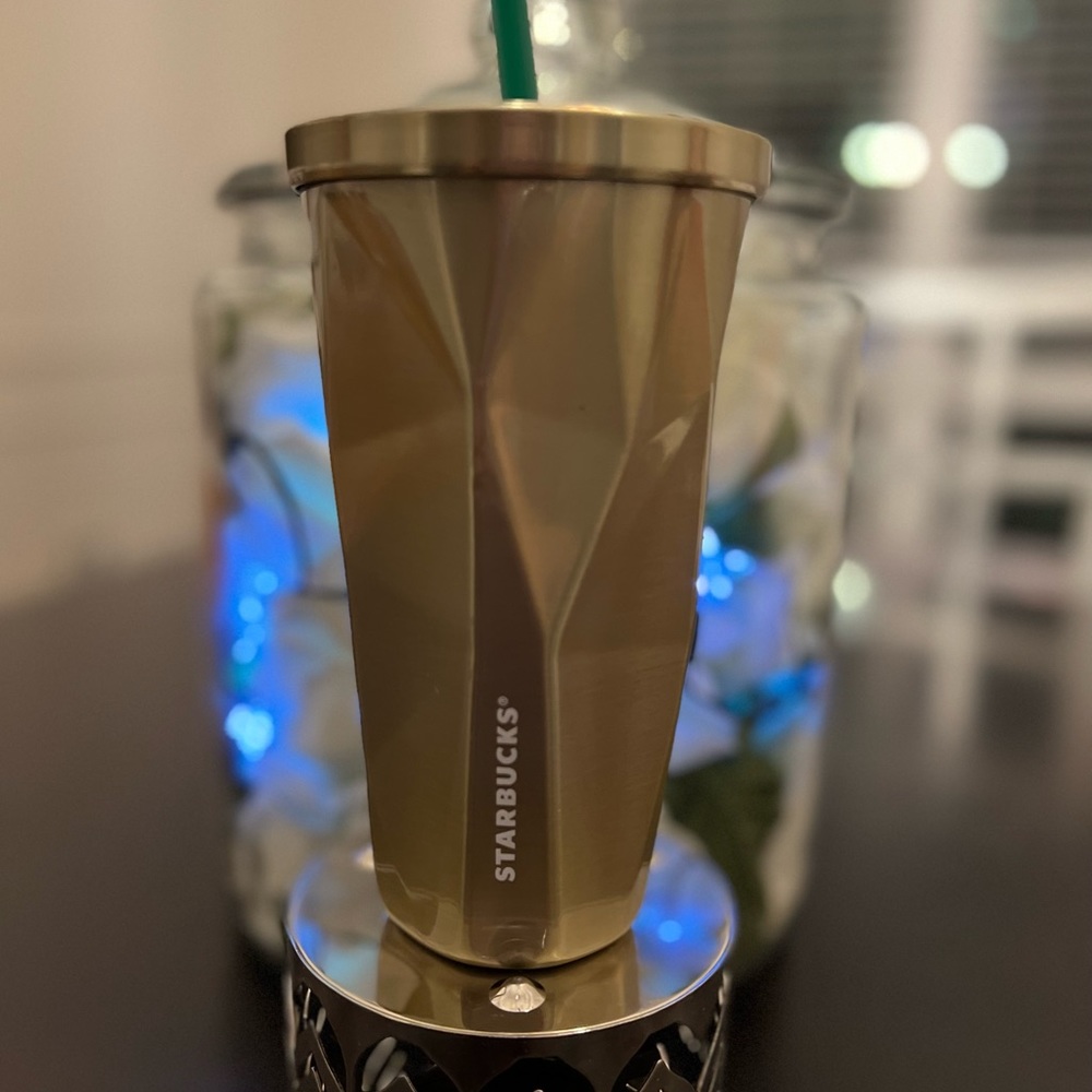 Starbucks 16oz Gold Faceted metal tumbler